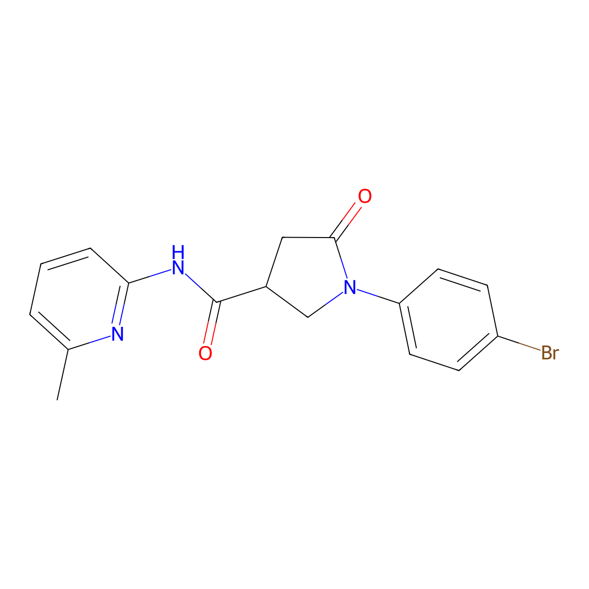 1-(4-bromophenyl)-N-(6-methylpyridin-2-yl)-5-oxopyrrolidine-3-carboxamide molecular structure, CAS 6059-50-3