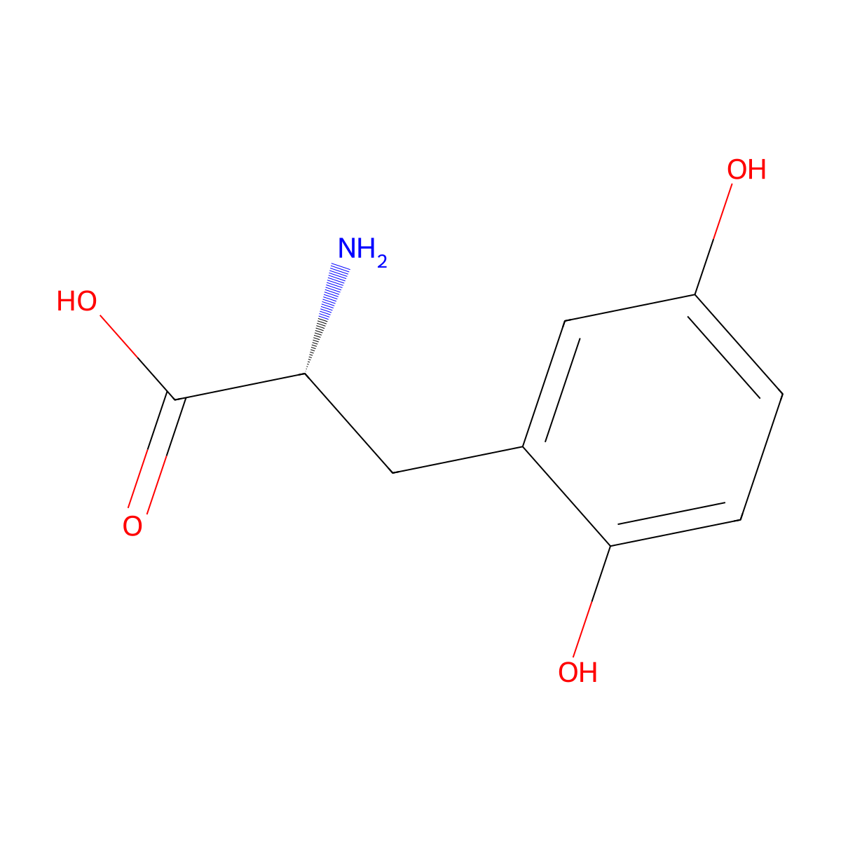 (R)-2-Amino-3-(2,5-dihydroxyphenyl)propanoic acid molecular structure, CAS 60594-70-9