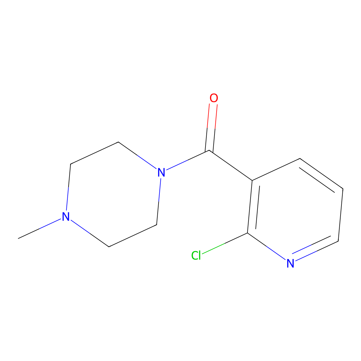 (2-Chloropyridin-3-yl)(4-methylpiperazin-1-yl)methanone molecular structure, CAS 60597-69-5