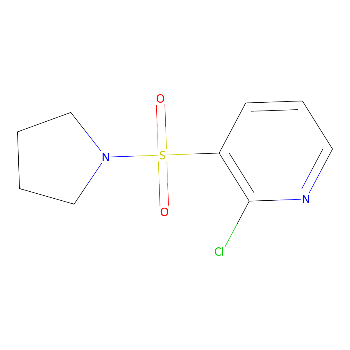 2-Chloro-3-(pyrrolidin-1-ylsulfonyl)pyridine molecular structure, CAS 60597-70-8