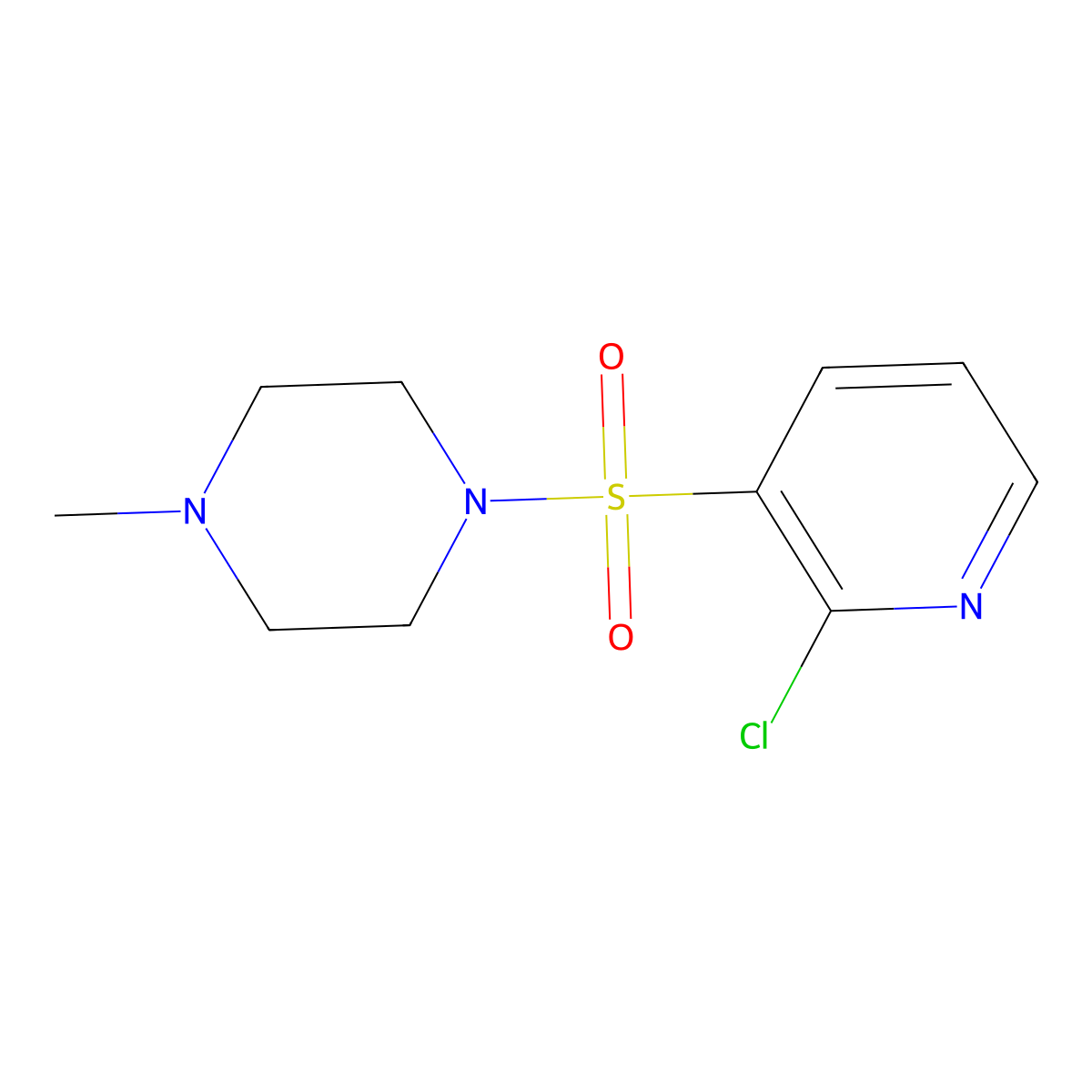 1-[(2-Chloropyridin-3-yl)sulfonyl]-4-methylpiperazine molecular structure, CAS 60597-73-1