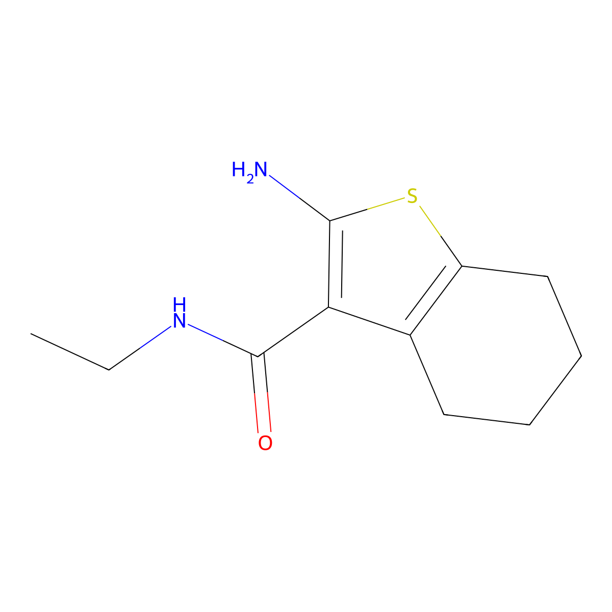 2-amino-N-ethyl-4,5,6,7-tetrahydro-1-benzothiophene-3-carboxamide molecular structure, CAS 60598-65-4