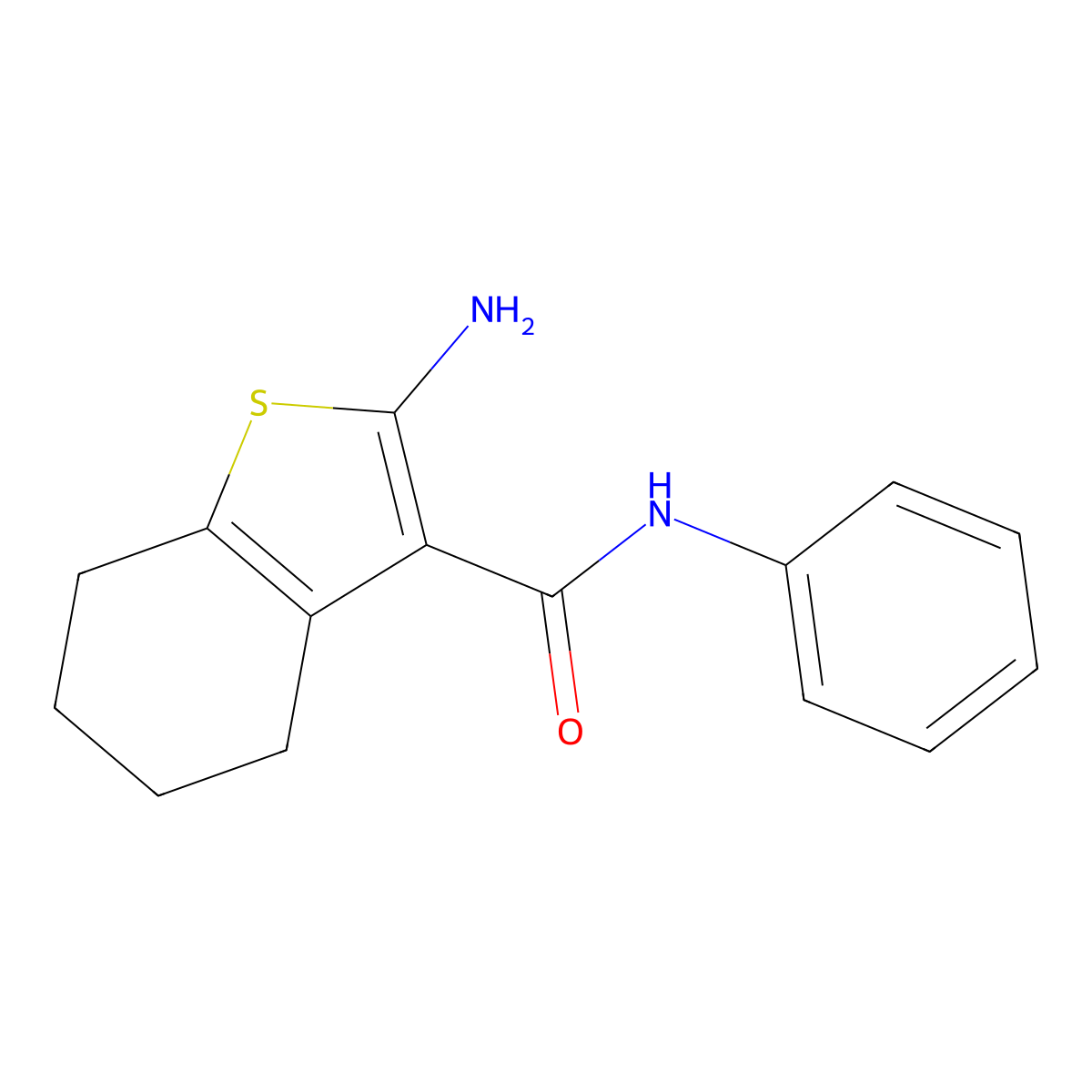 2-amino-N-phenyl-4,5,6,7-tetrahydro-1-benzothiophene-3-carboxamide molecular structure, CAS 60598-68-7