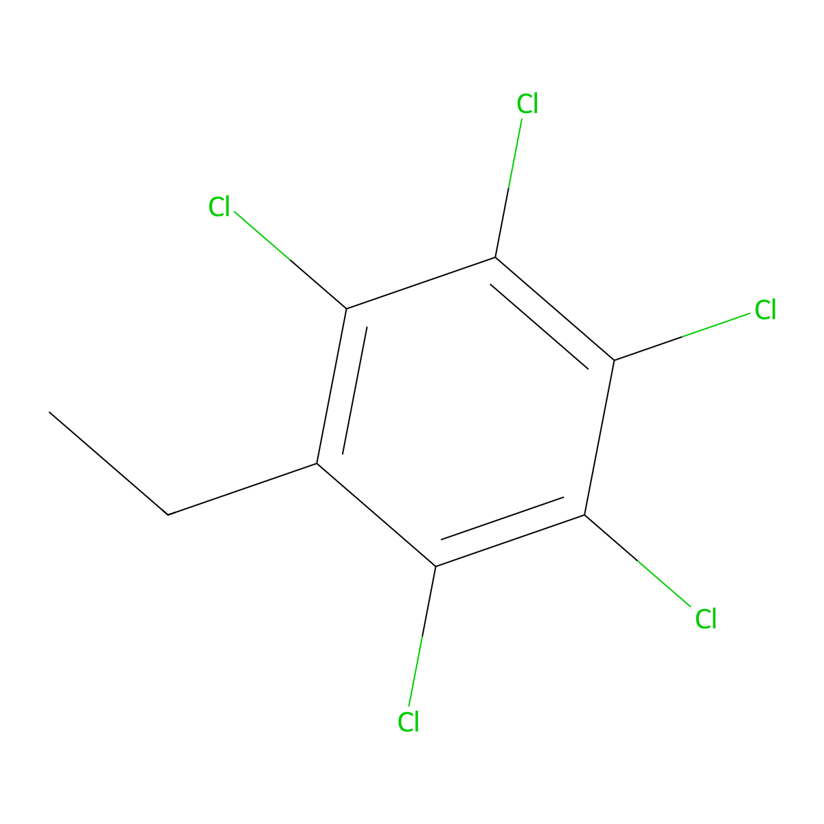 Pentachloroethylbenzene molecular structure, CAS 606-07-5