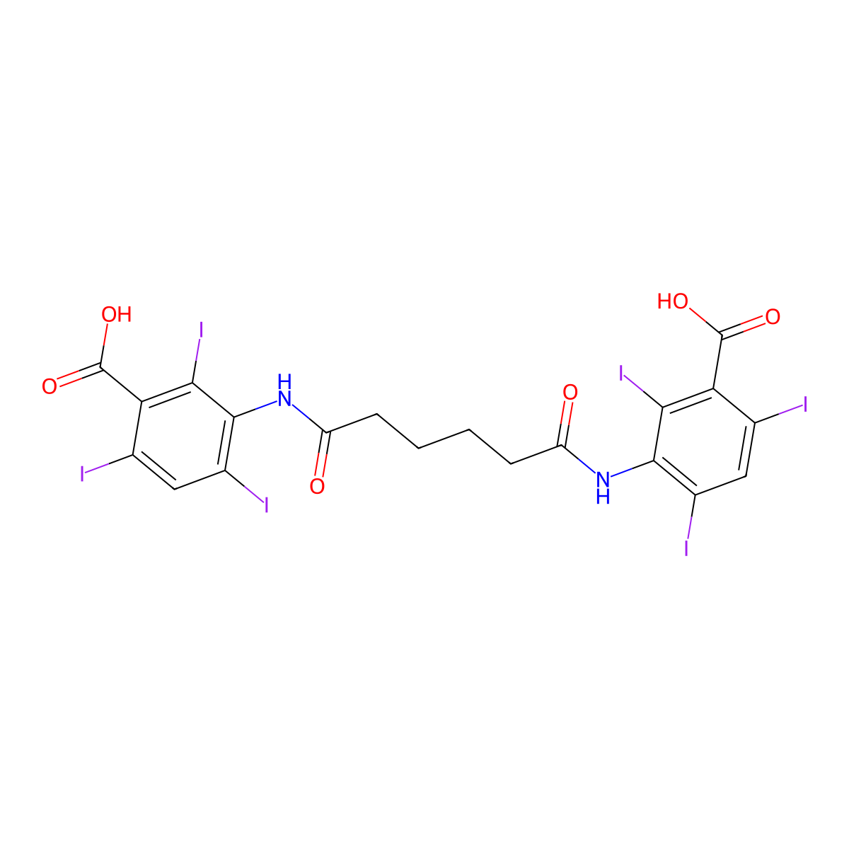 Adipiodon molecular structure, CAS 606-17-7
