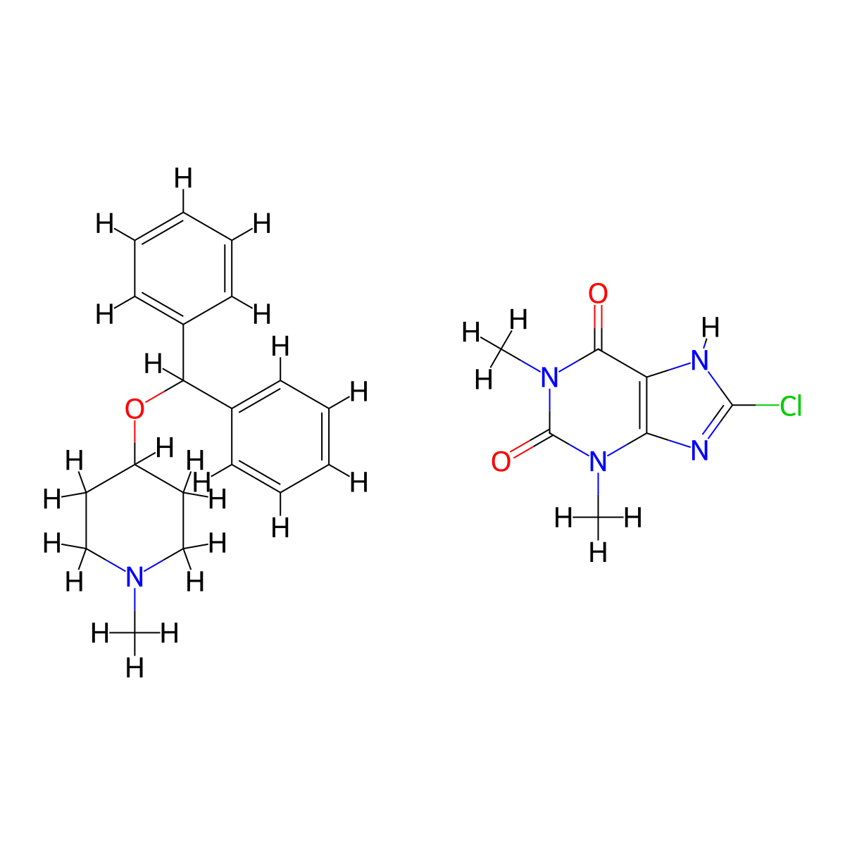 Piprinhydrinate molecular structure, CAS 606-90-6