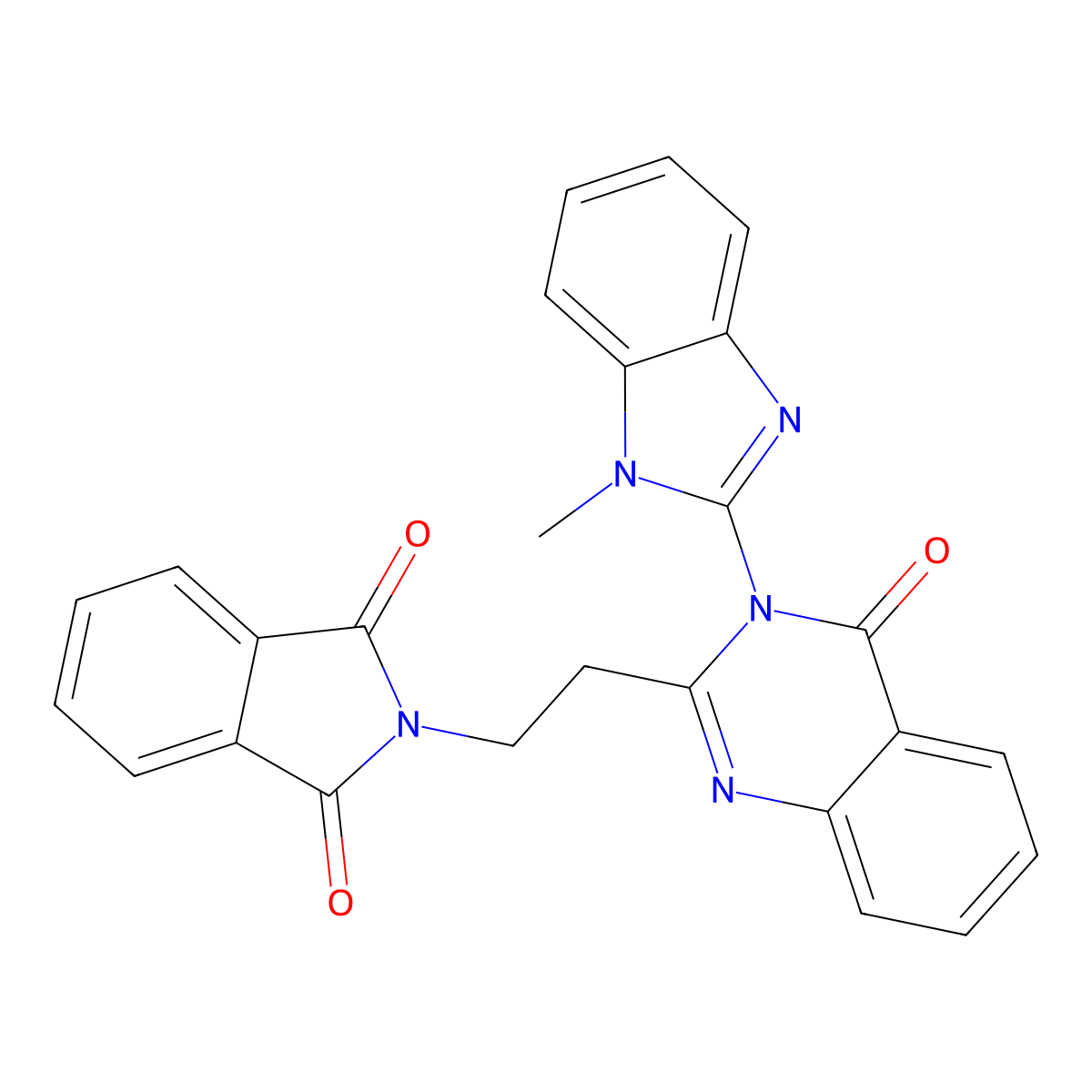 2-{2-[3-(1-Methyl-1H-benzimidazol-2-yl)-4-oxo-3,4-dihydroquinazolin-2-yl]ethyl}-1H-isoindole-1,3(2H)-dione molecular structure, CAS 6060-00-0