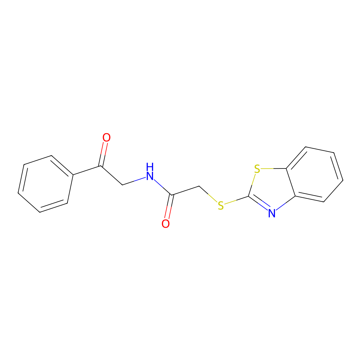 Acetamide, 2-(2-benzothiazolylthio)-N-benzoylmethyl- molecular structure, CAS 6060-85-1
