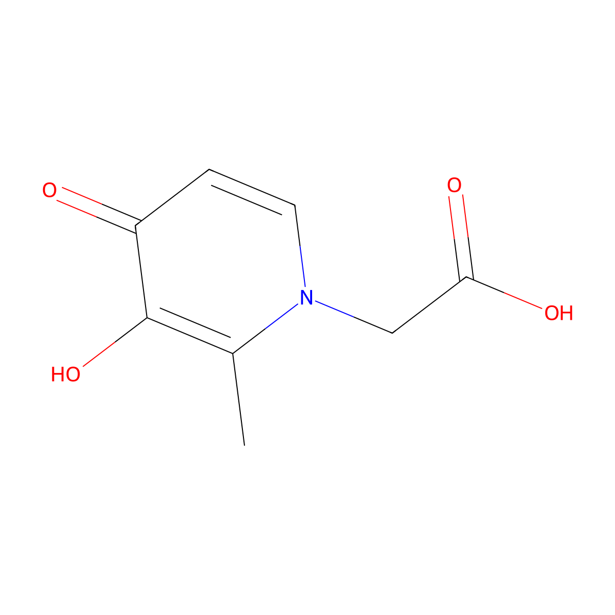 (3-Hydroxy-2-methyl-4-oxopyridin-1(4h)-yl)acetic acid molecular structure, CAS 60603-99-8