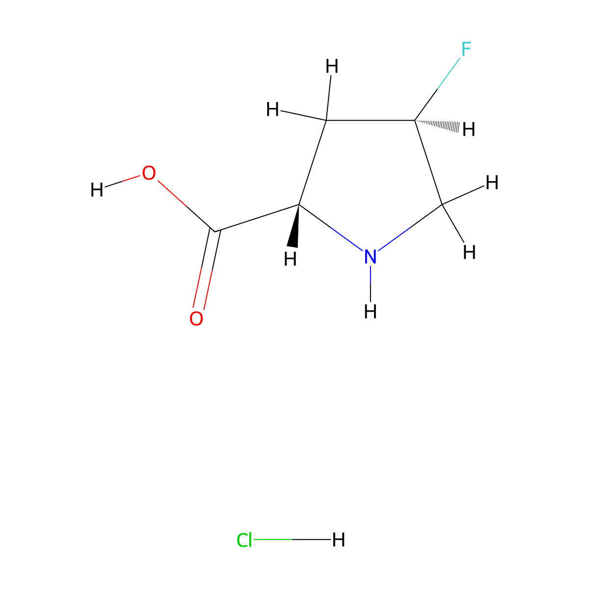 (2S,4R)-4-Fluoro-pyrrolidine-2-carboxylic acid hydrochloride molecular structure, CAS 60604-36-6