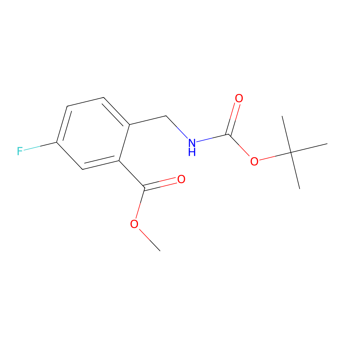 Methyl 2-(((tert-butoxycarbonyl)amino)methyl)-5-fluorobenzoate molecular structure, CAS 606080-45-9