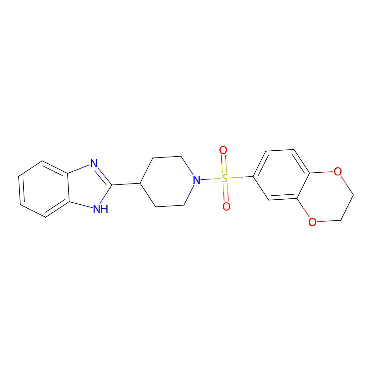 2-[1-(2,3-Dihydro-benzo[1,4]dioxine-6-sulfonyl)-piperidin-4-yl]-1H-benzoimidazole molecular structure, CAS 606081-93-0