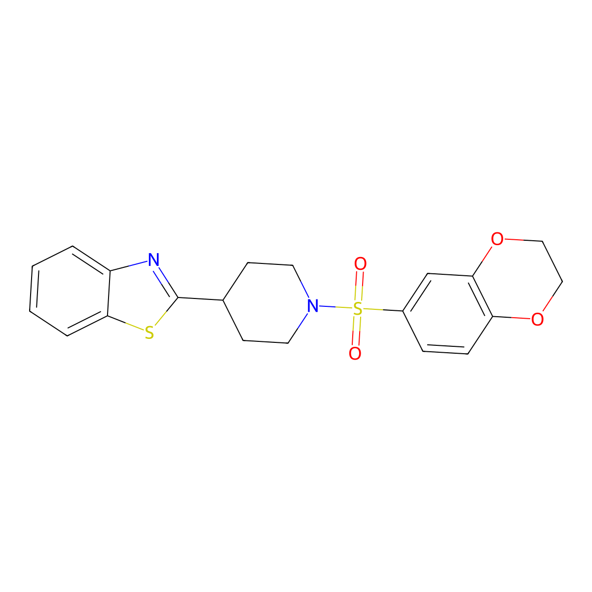 2-[1-(2,3-Dihydro-benzo[1,4]dioxine-6-sulfonyl)-piperidin-4-yl]-benzothiazole molecular structure, CAS 606081-94-1