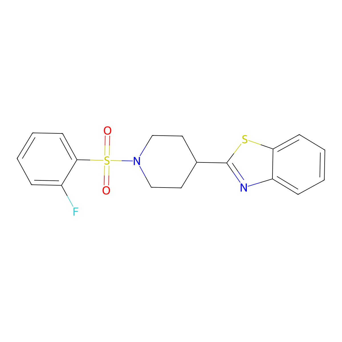 2-[1-(2-Fluorobenzenesulfonyl)piperidin-4-YL]-1,3-benzothiazole molecular structure, CAS 606082-02-4