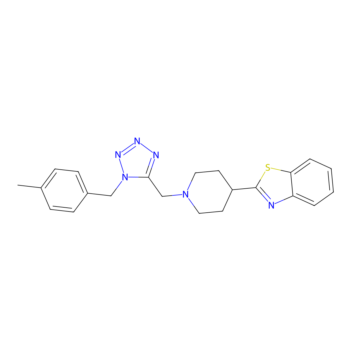2-[1-[[1-[(4-Methylphenyl)methyl]tetrazol-5-yl]methyl]piperidin-4-yl]-1,3-benzothiazole molecular structure, CAS 606082-55-7