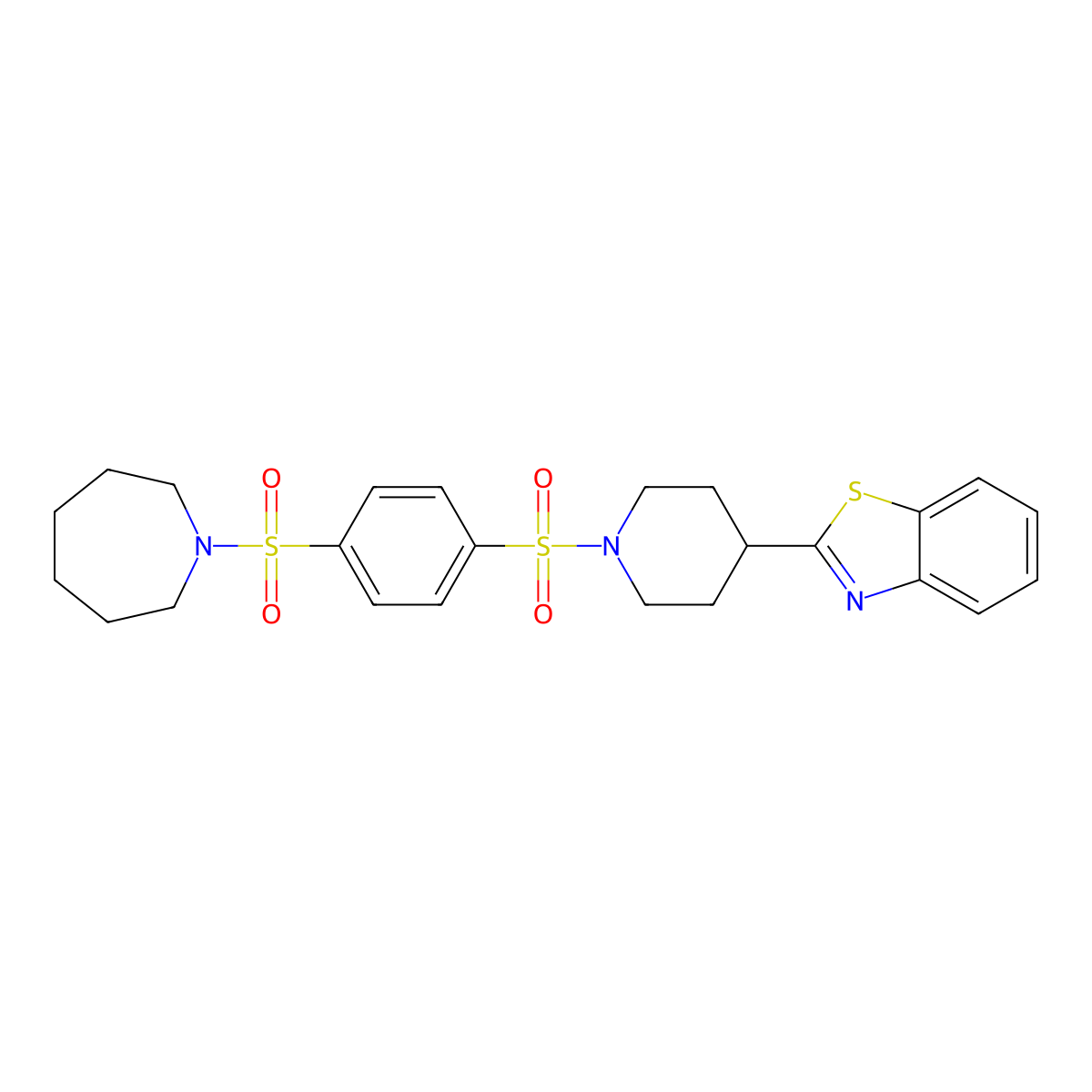 1h-Azepine,1-[[4-[[4-(2-benzothiazolyl)-1-piperidinyl]sulfonyl]phenyl]sulfonyl]hexahydro- molecular structure, CAS 606082-78-4