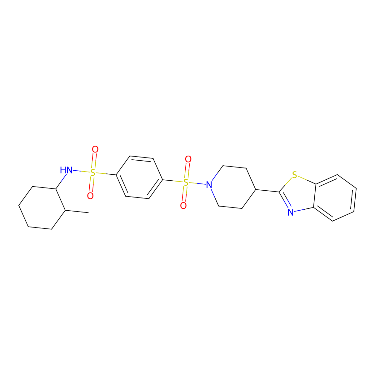4-[4-(1,3-Benzothiazol-2-yl)piperidine-1-sulfonyl]-N-(2-methylcyclohexyl)benzene-1-sulfonamide molecular structure, CAS 606082-91-1