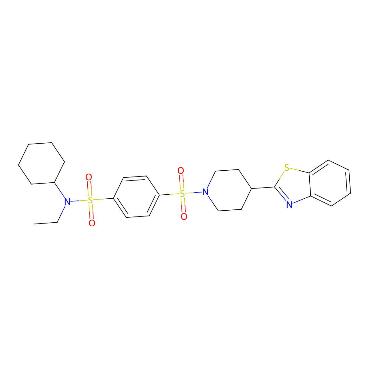 4-{[4-(1,3-Benzothiazol-2-yl)-1-piperidinyl]sulfonyl}-N-cyclohexyl-N-ethylbenzenesulfonamide molecular structure, CAS 606082-92-2