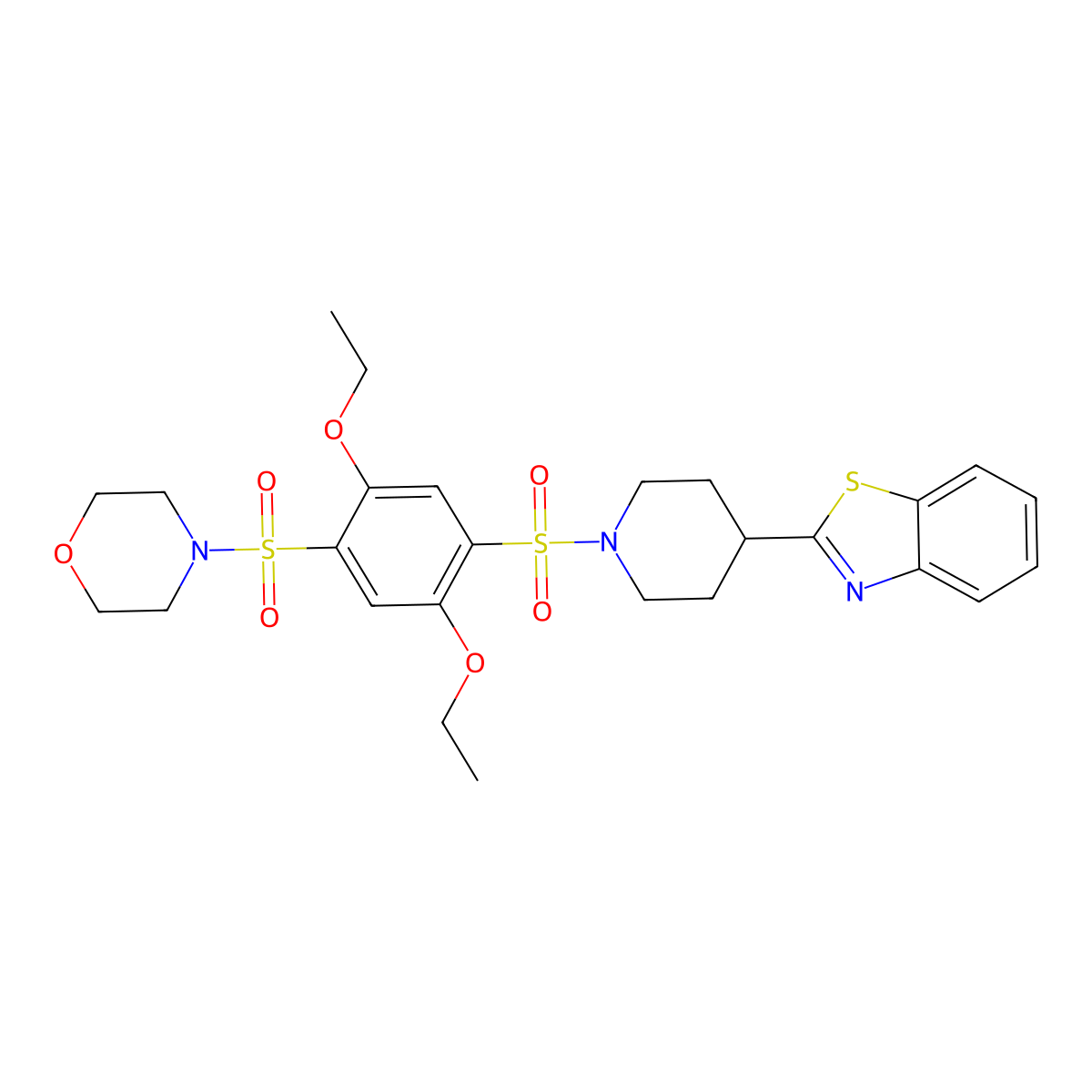 4-[4-[4-(1,3-Benzothiazol-2-yl)piperidin-1-yl]sulfonyl-2,5-diethoxyphenyl]sulfonylmorpholine molecular structure, CAS 606083-11-8