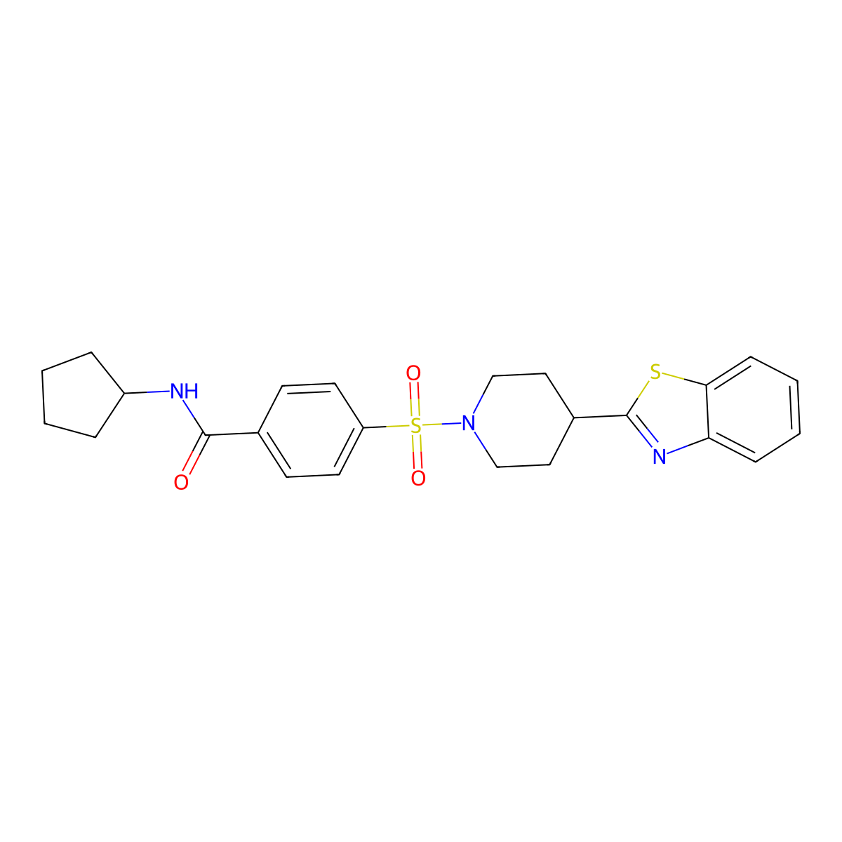 4-[4-(1,3-Benzothiazol-2-yl)piperidine-1-sulfonyl]-N-cyclopentylbenzamide molecular structure, CAS 606083-22-1