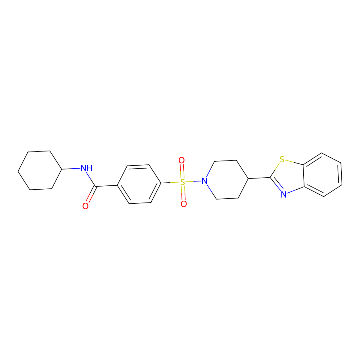 4-[4-(1,3-Benzothiazol-2-yl)piperidine-1-sulfonyl]-N-cyclohexylbenzamide molecular structure, CAS 606083-25-4