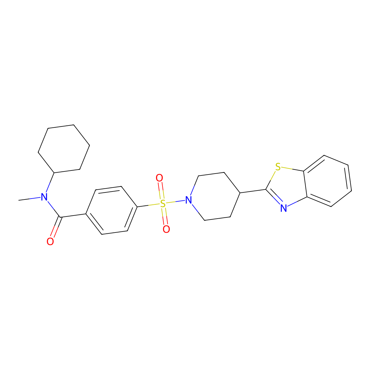 4-[4-(1,3-Benzothiazol-2-yl)piperidine-1-sulfonyl]-N-cyclohexyl-N-methylbenzamide molecular structure, CAS 606083-28-7