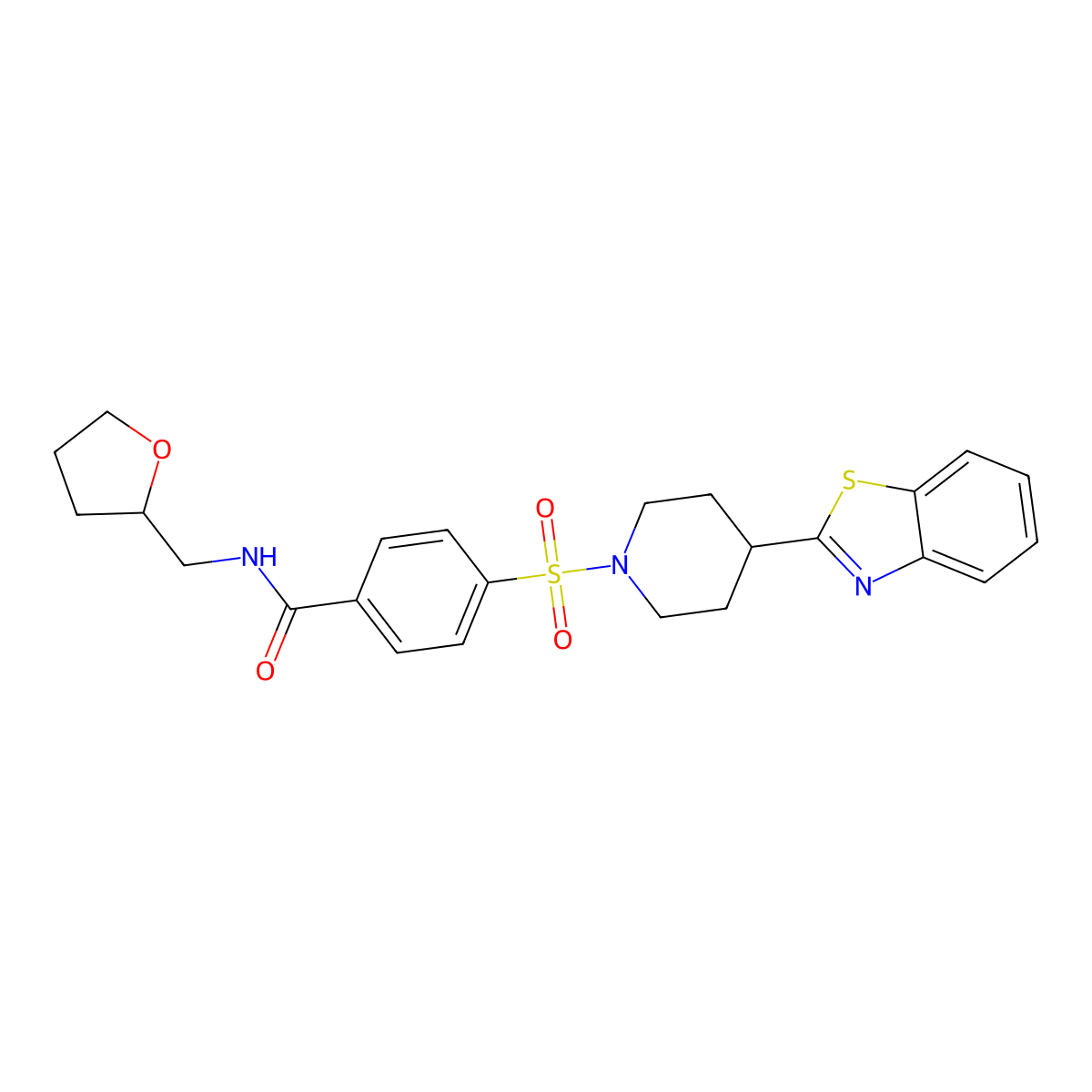 4-[4-(1,3-Benzothiazol-2-yl)piperidine-1-sulfonyl]-N-[(oxolan-2-yl)methyl]benzamide molecular structure, CAS 606083-30-1