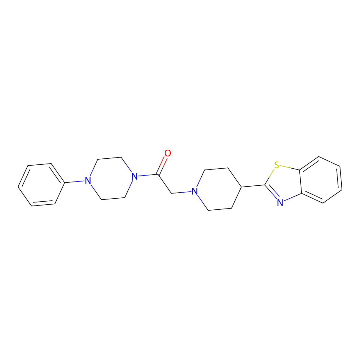 Piperazine, 1-[[4-(2-benzothiazolyl)-1-piperidinyl]acetyl]-4-phenyl- molecular structure, CAS 606083-35-6