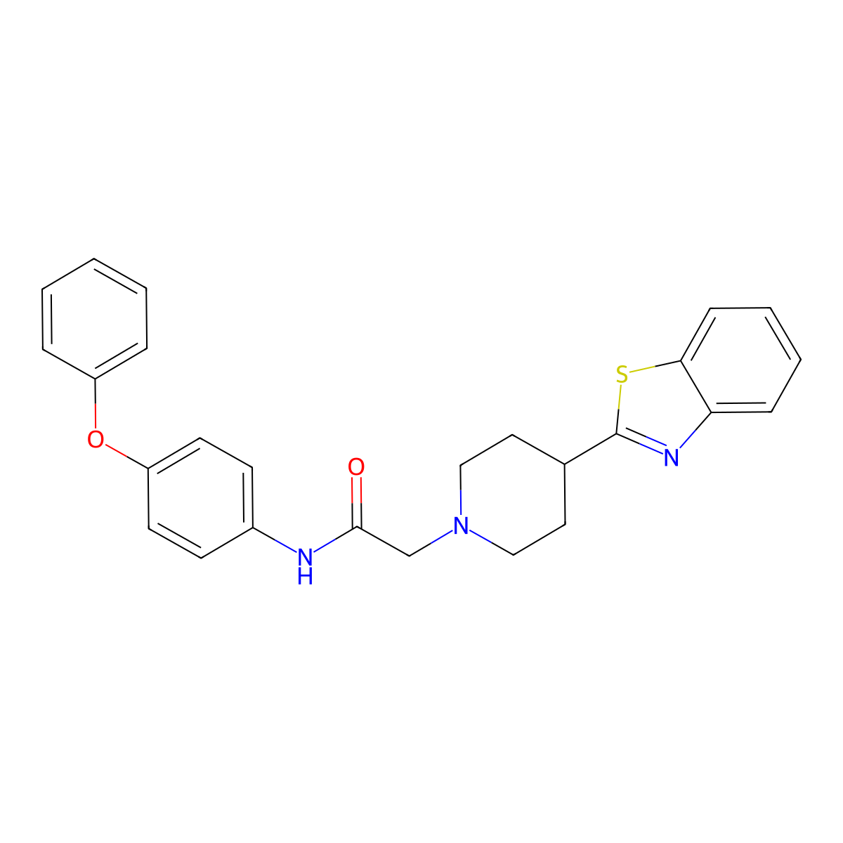 1-Piperidineacetamide, 4-(2-benzothiazolyl)-N-(4-phenoxyphenyl)- molecular structure, CAS 606083-44-7