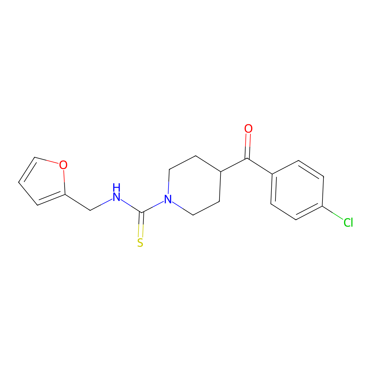 4-(4-chlorobenzoyl)-N-(furan-2-ylmethyl)piperidine-1-carbothioamide molecular structure, CAS 606086-37-7