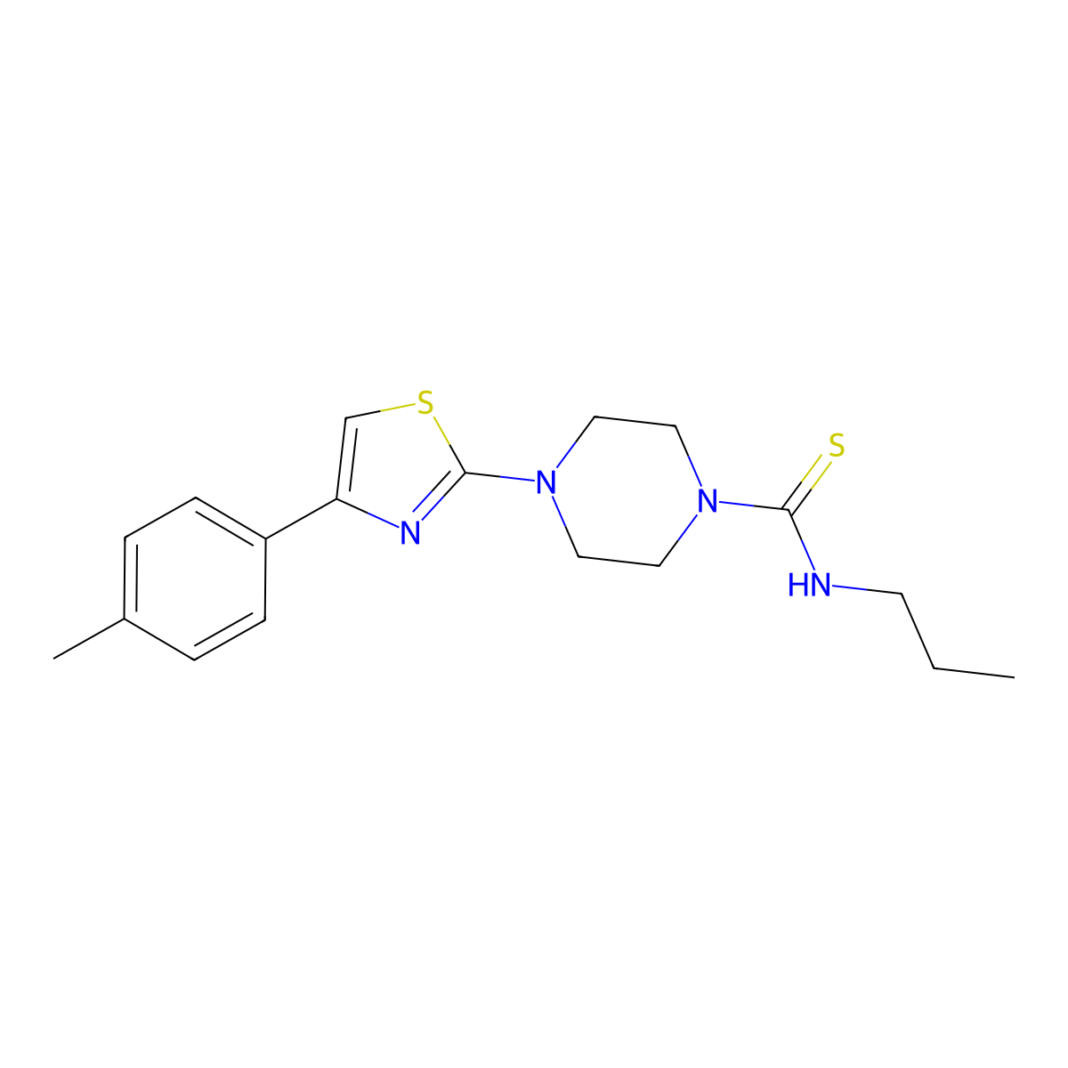 4-(4-p-Tolyl-thiazol-2-yl)-piperazine-1-carbothioic acid propylamide molecular structure, CAS 606087-84-7