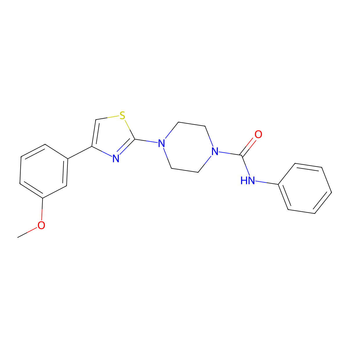 1-Piperazinecarboxamide, 4-[4-(3-methoxyphenyl)-2-thiazolyl]-N-phenyl- molecular structure, CAS 606088-40-8