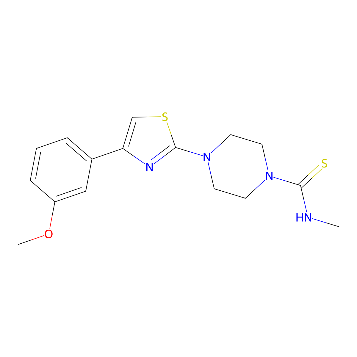 4-[4-(3-Methoxy-phenyl)-thiazol-2-yl]-piperazine-1-carbothioic acid methylamide molecular structure, CAS 606088-54-4