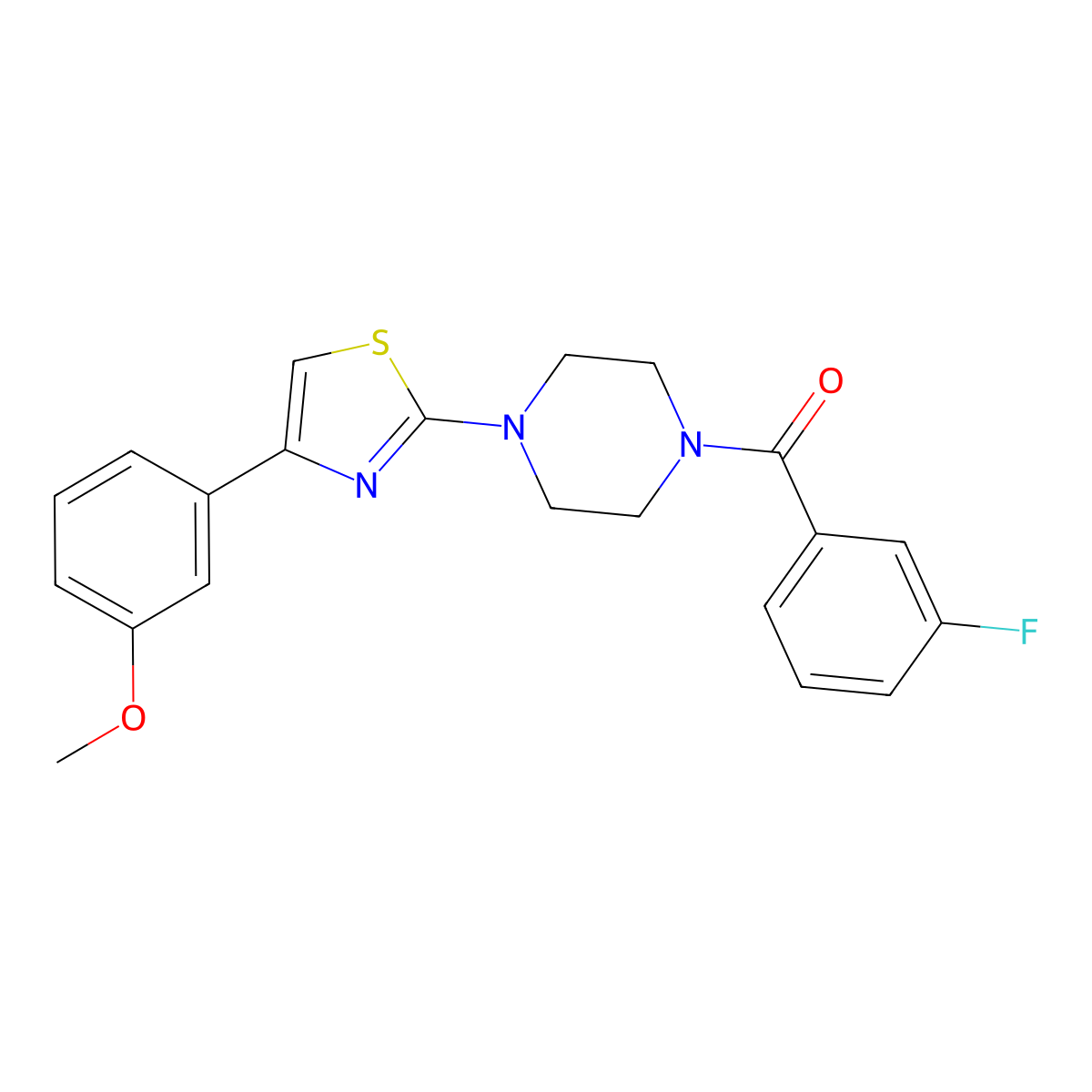 Piperazine, 1-(3-fluorobenzoyl)-4-[4-(3-methoxyphenyl)-2-thiazolyl]- molecular structure, CAS 606088-62-4