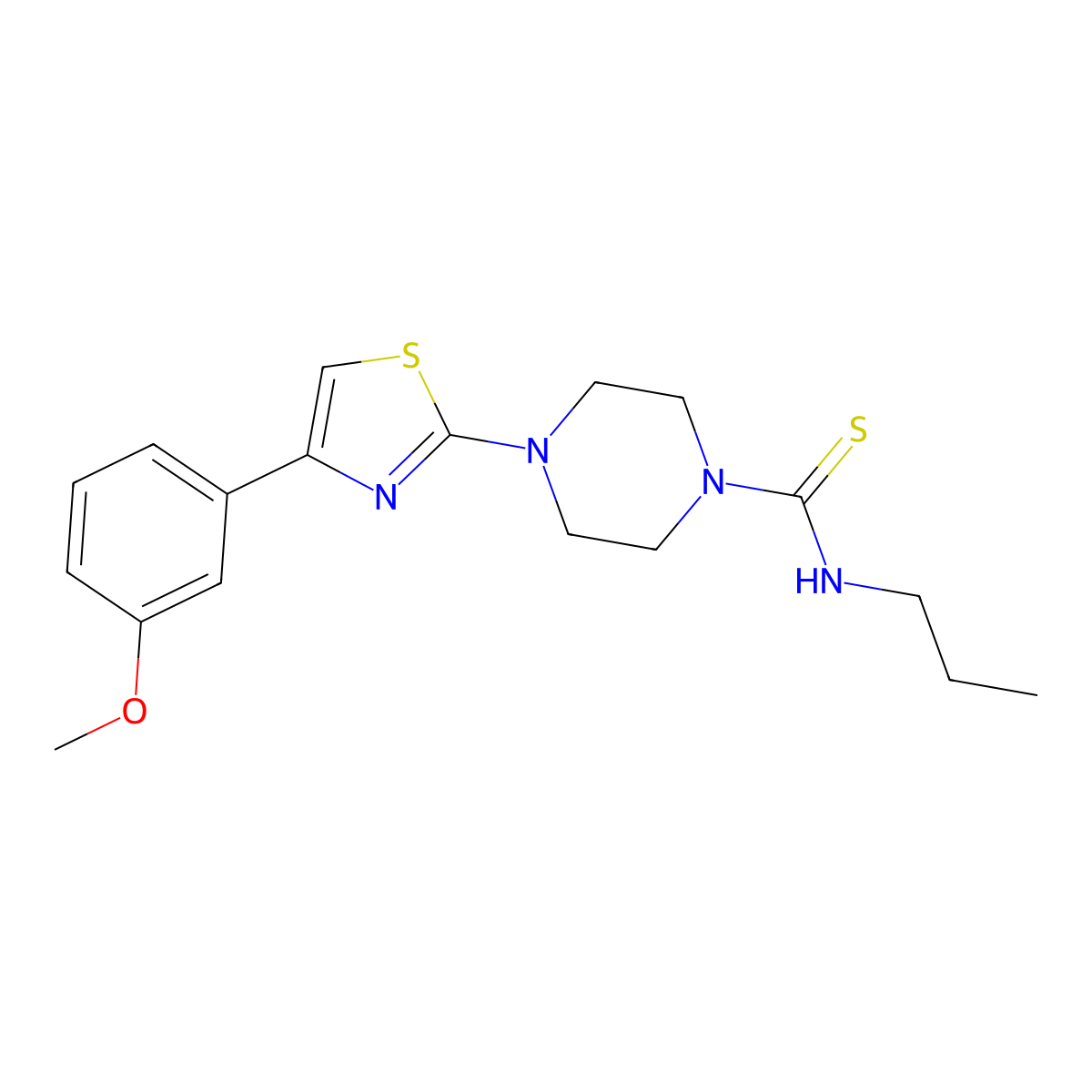 4-[4-(3-Methoxy-phenyl)-thiazol-2-yl]-piperazine-1-carbothioic acid propylamide molecular structure, CAS 606088-87-3