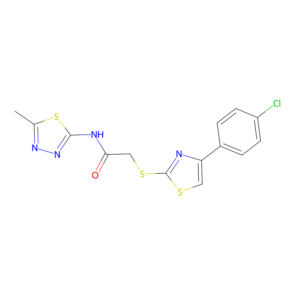 2-{[4-(4-Chlorophenyl)-1,3-thiazol-2-yl]sulfanyl}-N-(5-methyl-1,3,4-thiadiazol-2-yl)acetamide molecular structure, CAS 606089-17-2