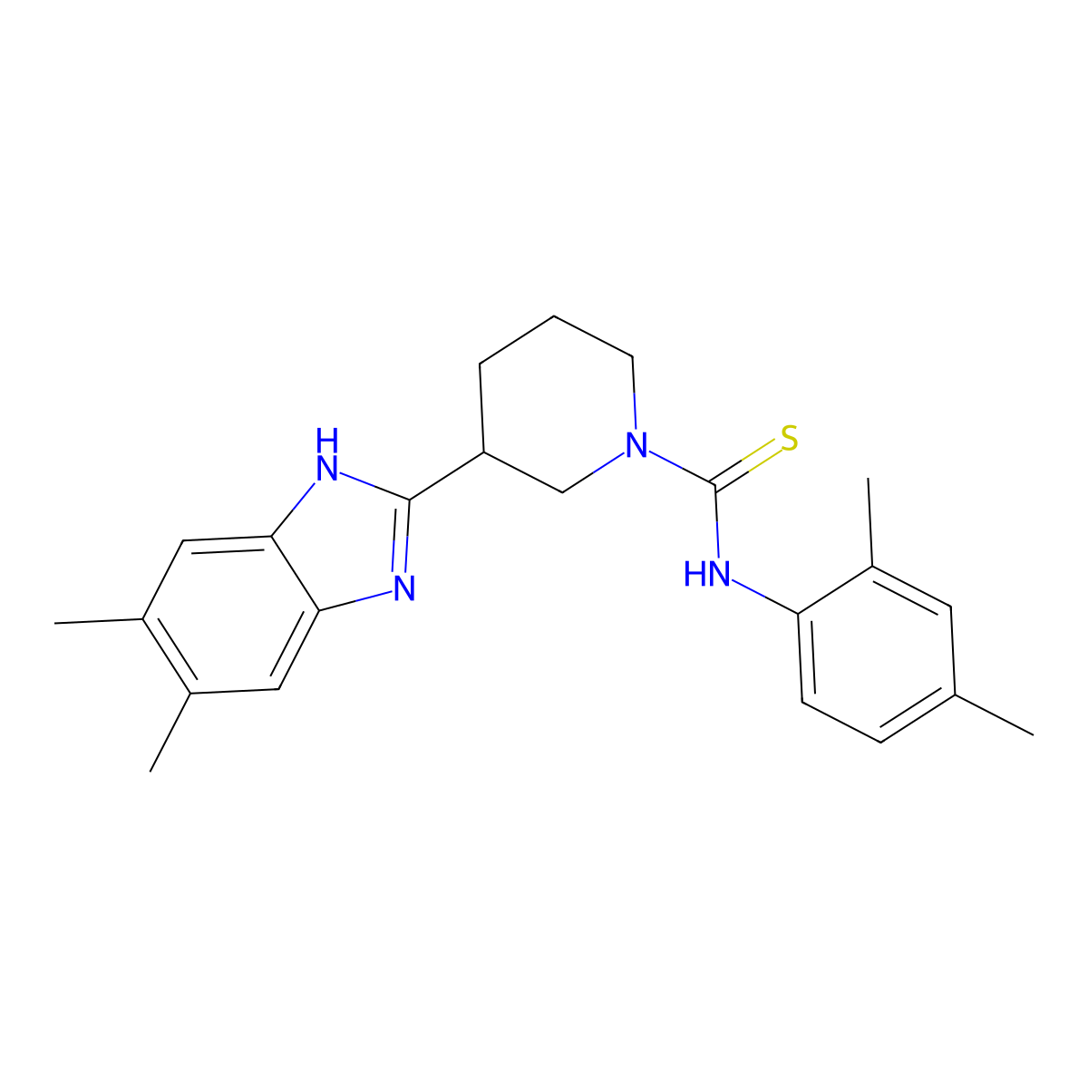 3-(5,6-dimethyl-1H-benzimidazol-2-yl)-N-(2,4-dimethylphenyl)piperidine-1-carbothioamide molecular structure, CAS 606089-30-9