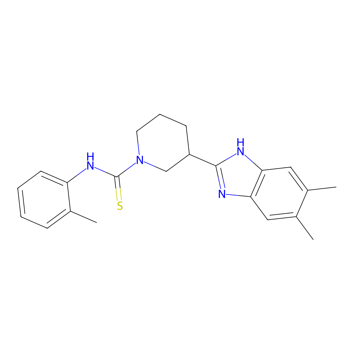 3-(5,6-Dimethyl-1H-benzoimidazol-2-yl)-piperidine-1-carbothioic acid o-tolylamide molecular structure, CAS 606089-42-3
