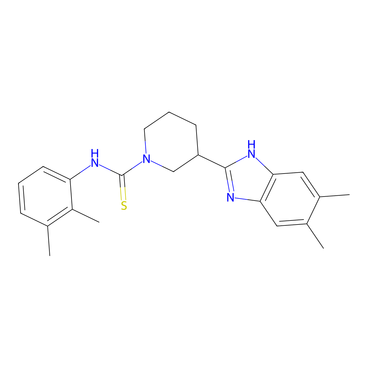 1-Piperidinecarbothioamide, 3-(5,6-dimethyl-1H-benzimidazol-2-YL)-N-(2,3-dimethylphenyl)- molecular structure, CAS 606089-44-5