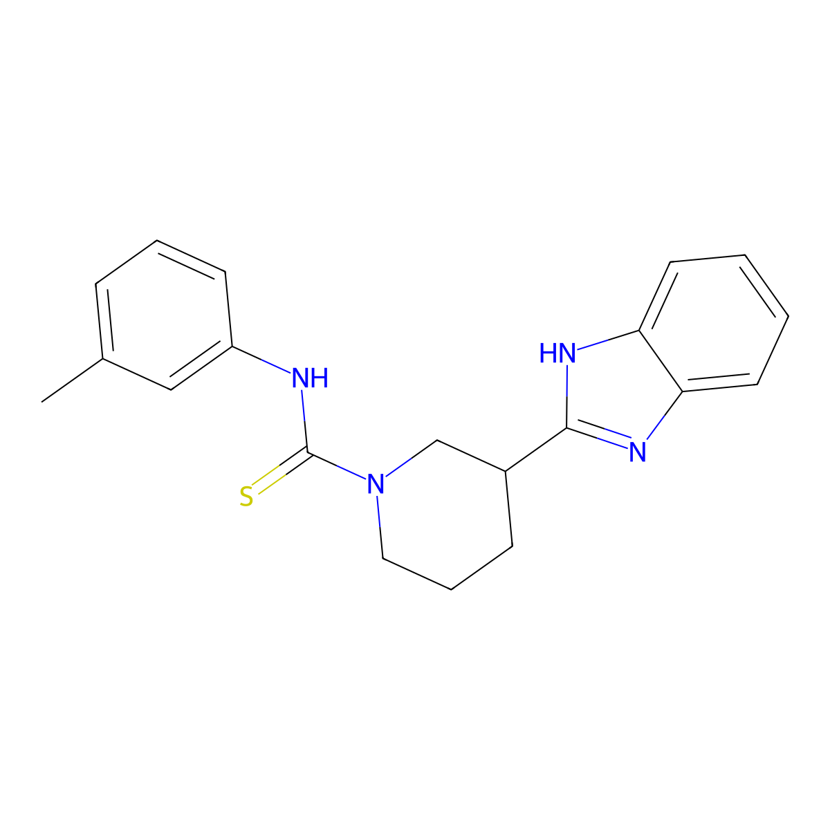 1-Piperidinecarbothioamide, 3-(1H-benzimidazol-2-YL)-N-(3-methylphenyl)- molecular structure, CAS 606089-77-4