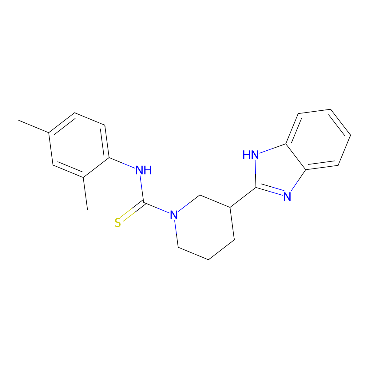 3-(1H-benzimidazol-2-yl)-N-(2,4-dimethylphenyl)piperidine-1-carbothioamide molecular structure, CAS 606089-79-6
