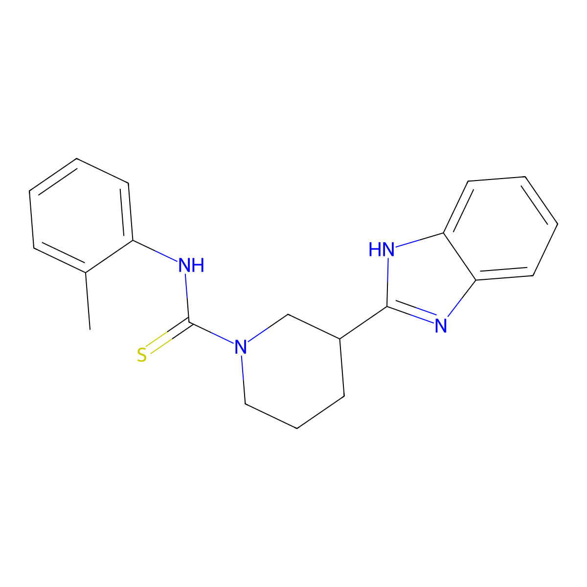 1-Piperidinecarbothioamide, 3-(1H-benzimidazol-2-YL)-N-(2-methylphenyl)- molecular structure, CAS 606089-85-4