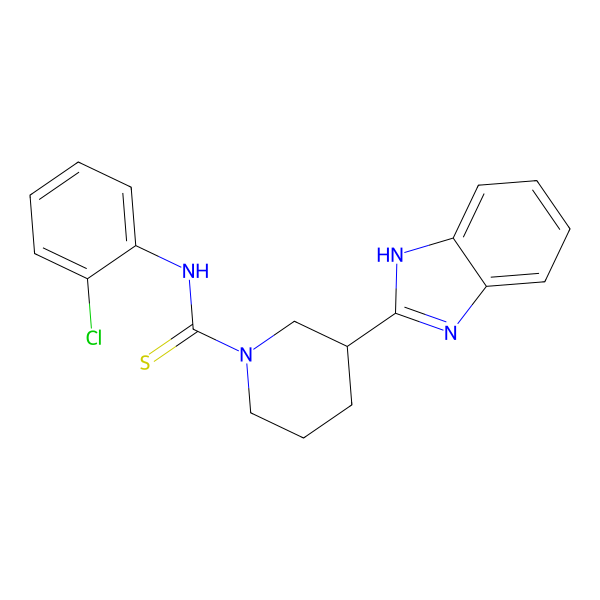 1-Piperidinecarbothioamide, 3-(1H-benzimidazol-2-YL)-N-(2-chlorophenyl)- molecular structure, CAS 606089-86-5