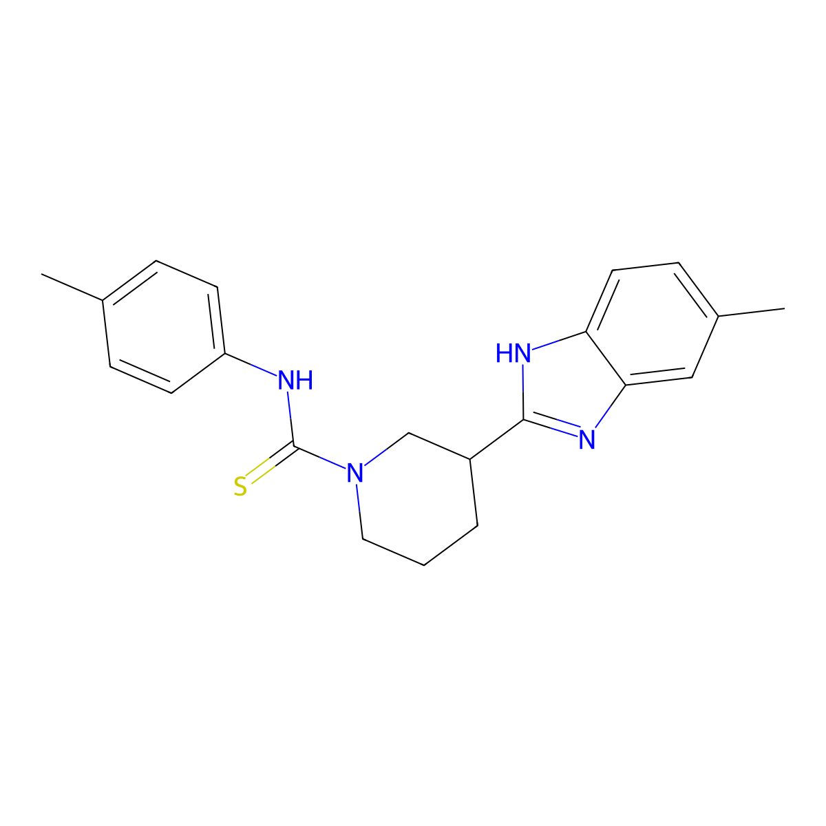 3-(6-methyl-1H-benzimidazol-2-yl)-N-(4-methylphenyl)piperidine-1-carbothioamide molecular structure, CAS 606090-10-2