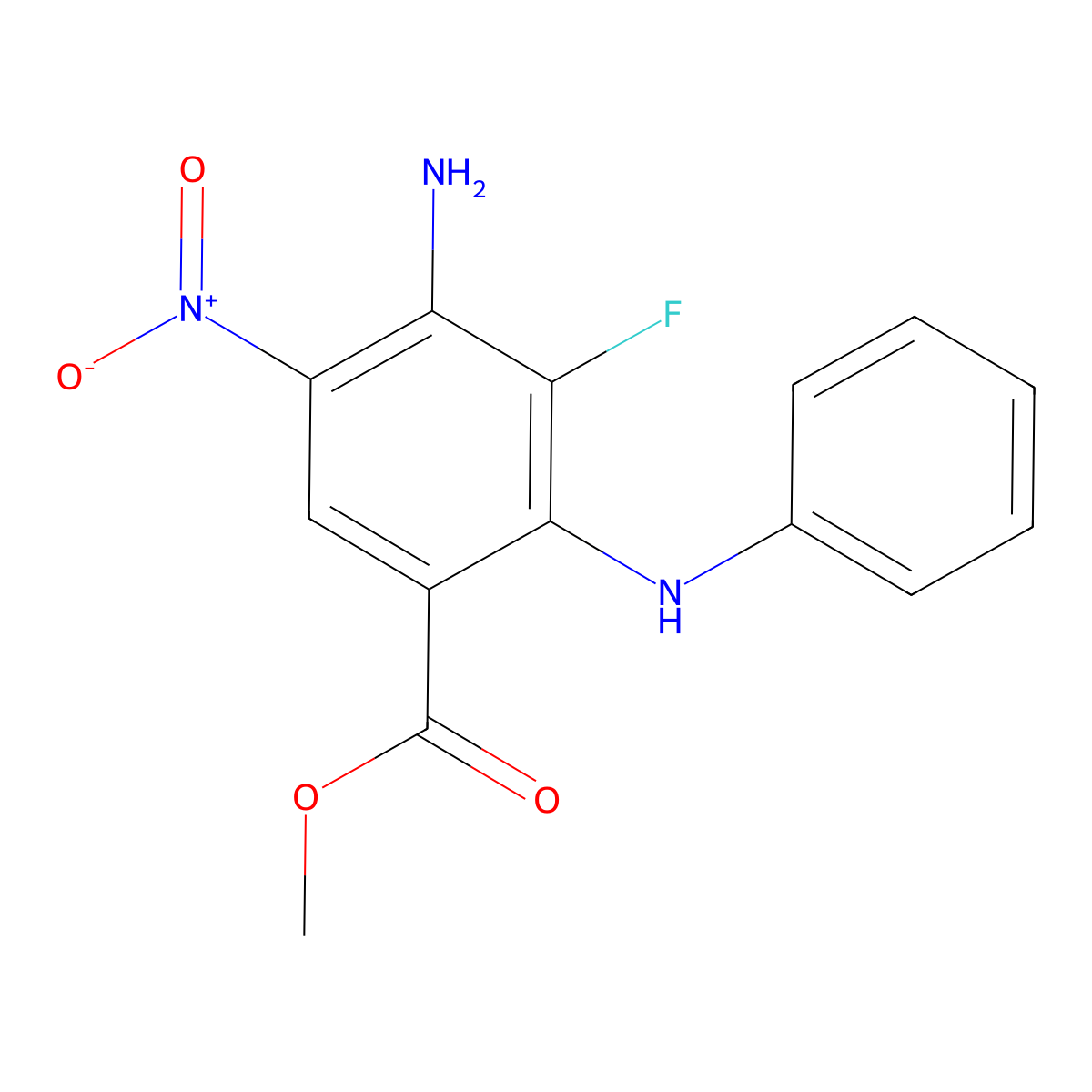 Methyl 4-amino-3-fluoro-5-nitro-2-(phenylamino)benzoate molecular structure, CAS 606093-58-7