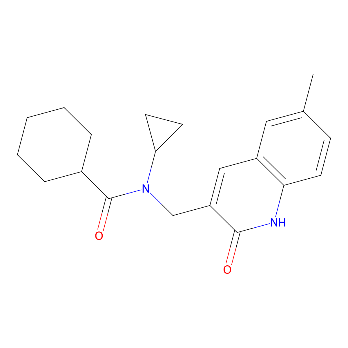 N-cyclopropyl-N-[(6-methyl-2-oxo-1H-quinolin-3-yl)methyl]cyclohexanecarboxamide molecular structure, CAS 606095-20-9