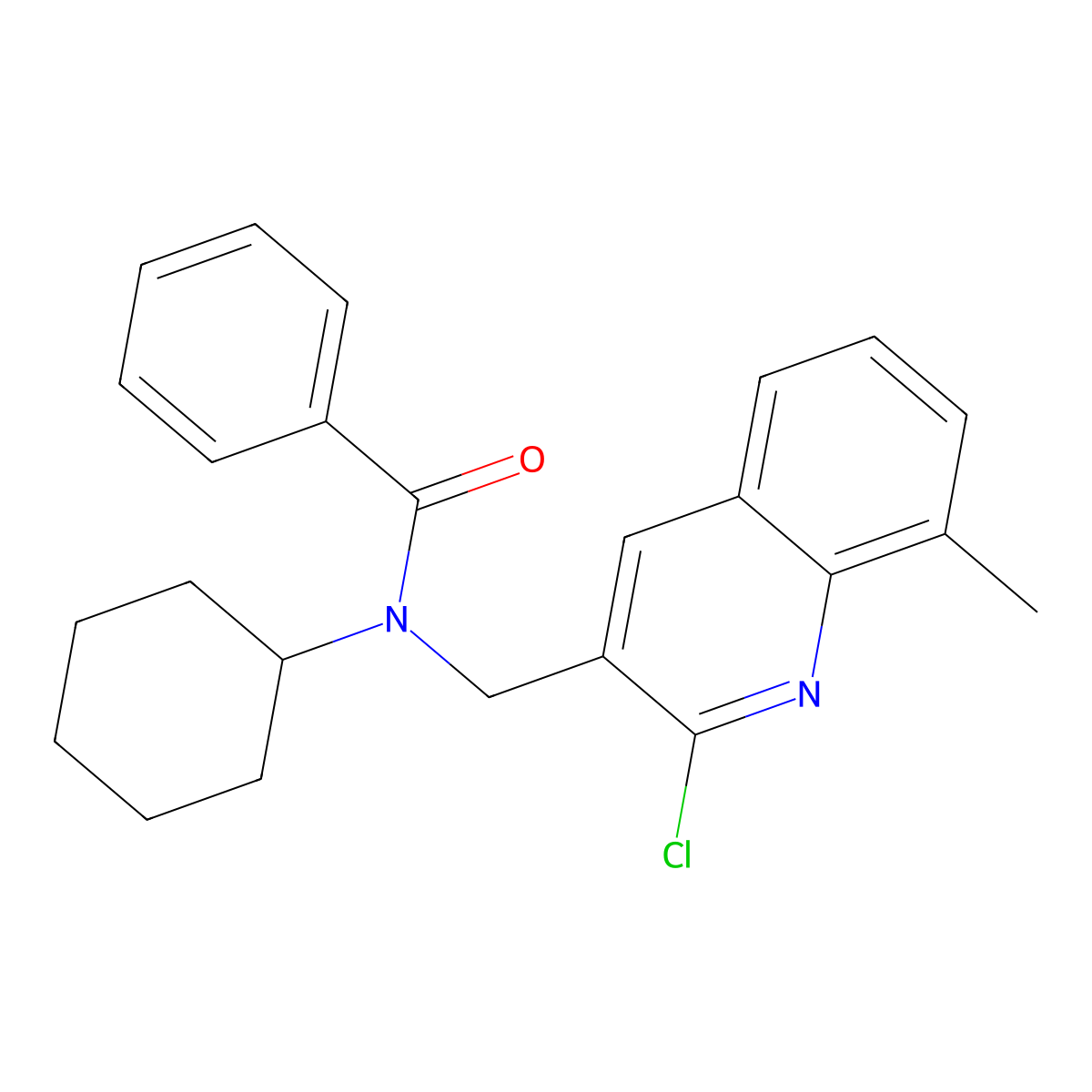 N-[(2-chloro-8-methylquinolin-3-yl)methyl]-N-cyclohexylbenzamide molecular structure, CAS 606095-34-5