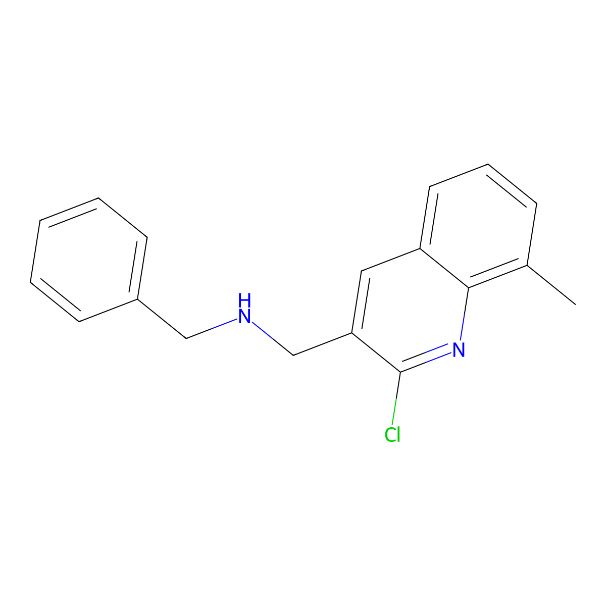 N-Benzyl-1-(2-chloro-8-methylquinolin-3-yl)methanamine molecular structure, CAS 606095-53-8