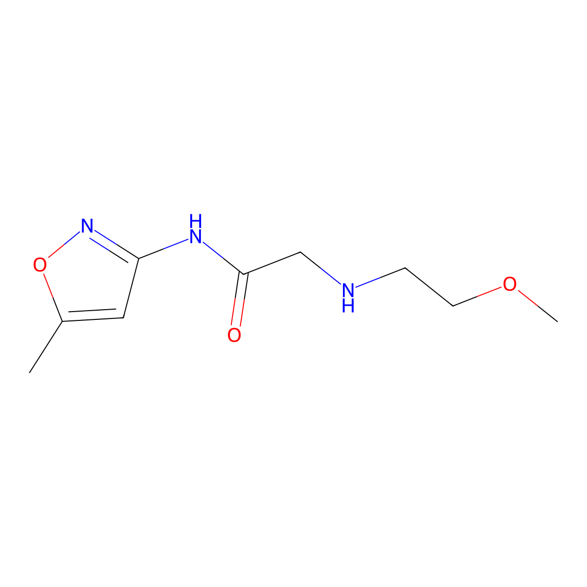 Acetamide,2-[(2-methoxyethyl)amino]-N-(5-methyl-3-isoxazolyl)- molecular structure, CAS 606096-26-8