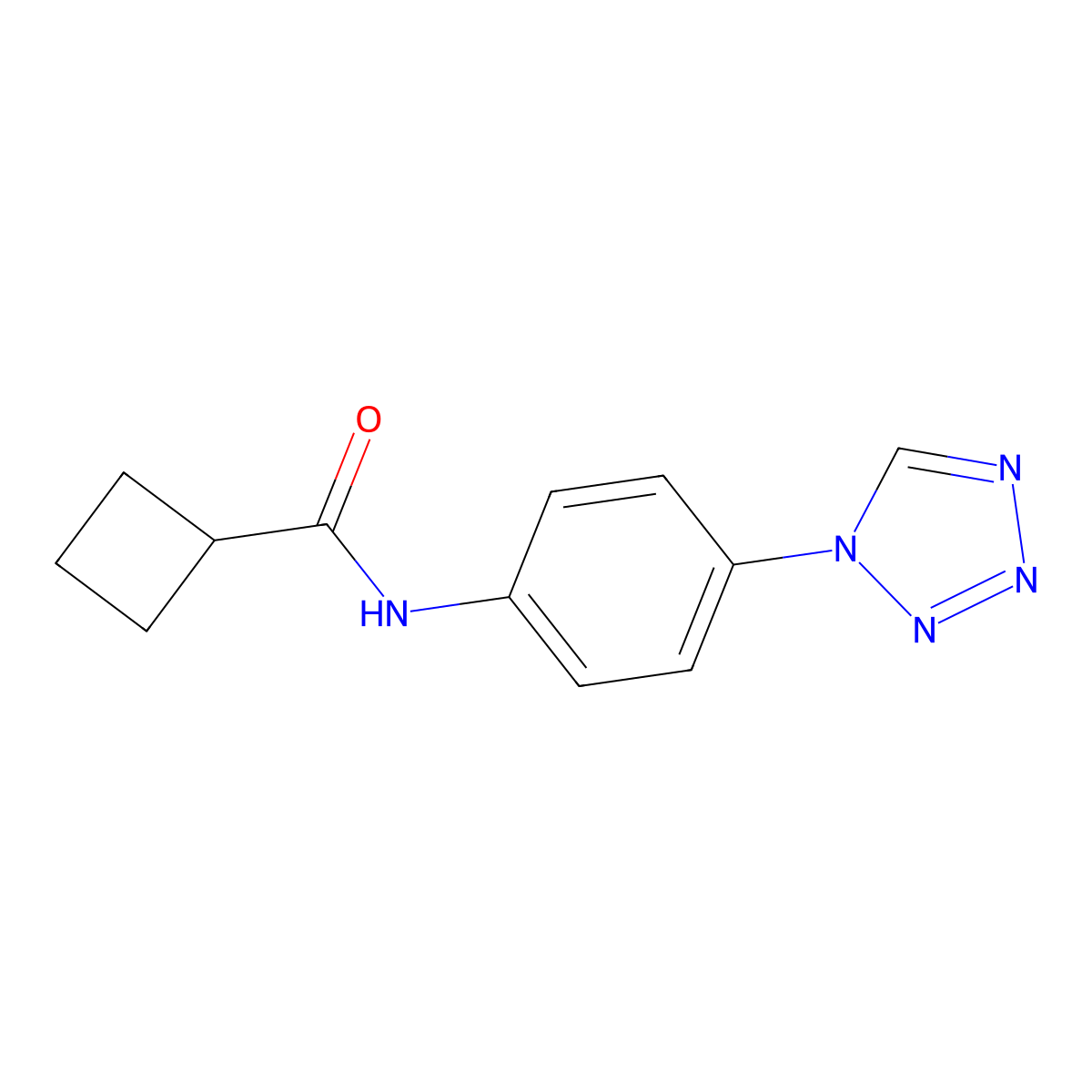 N-[4-(1H-1,2,3,4-tetrazol-1-yl)phenyl]cyclobutanecarboxamide molecular structure, CAS 606096-31-5